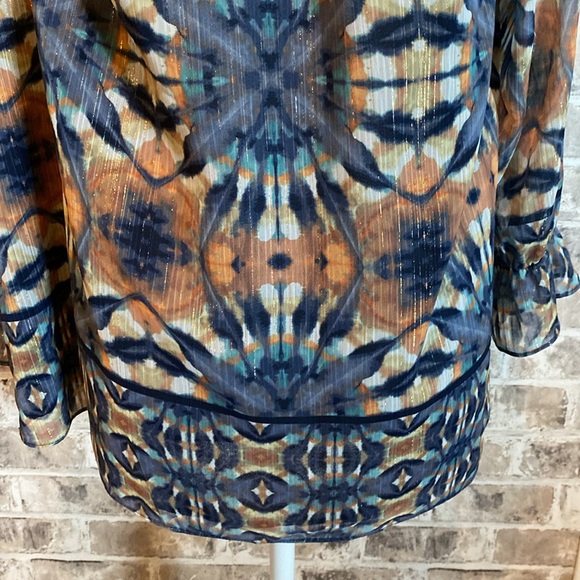 INC International Concepts sz L lined cold shoulder blouse. Blue. Sparkly! - Picture 6 of 16